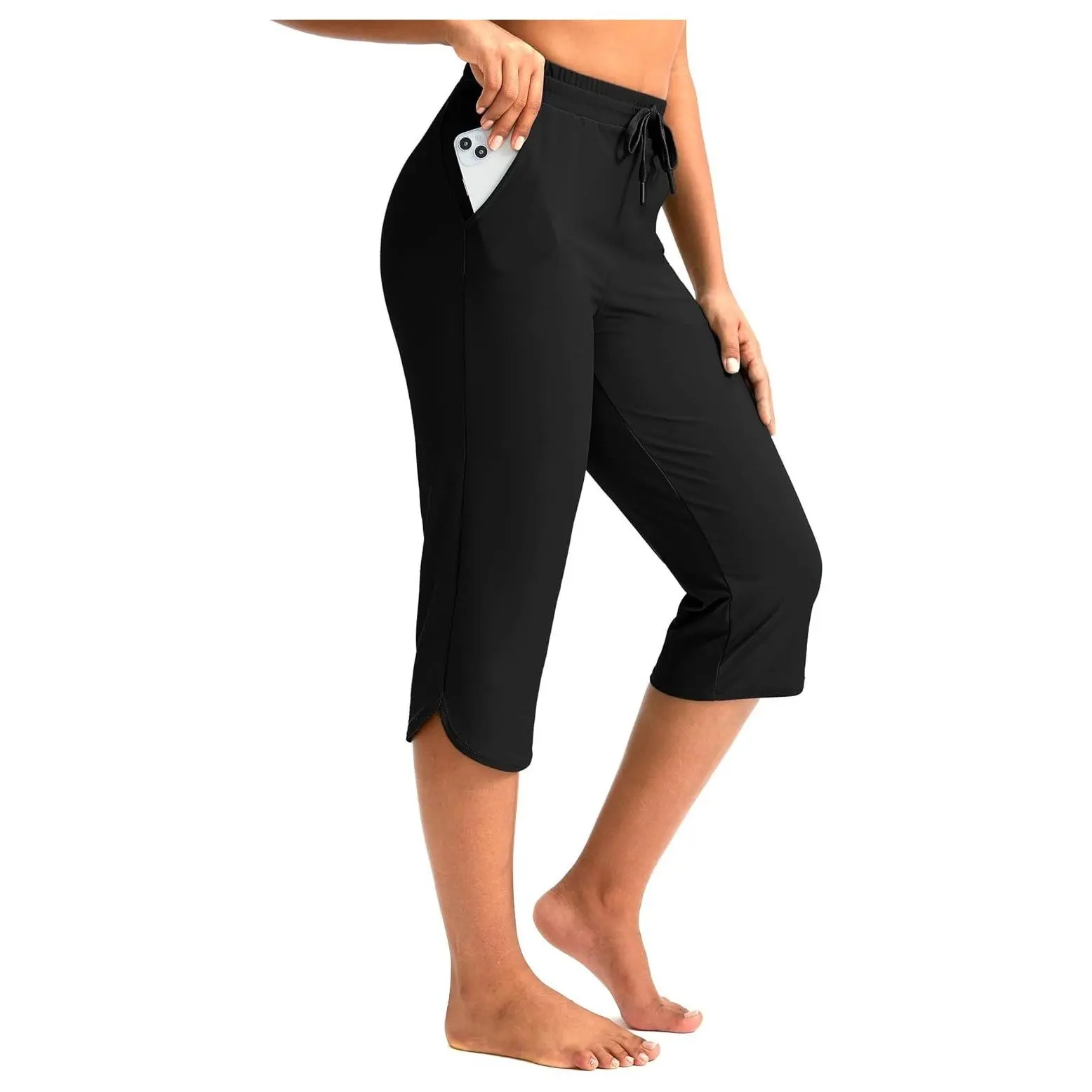 Women's 18" Quick Dry Swim Capris with Pockets, Stretchy, Lightweight, UPF 50+, Chlorine Resistant Swim Leggings, Below Knee Length Long Board Shorts Beach PantsGift