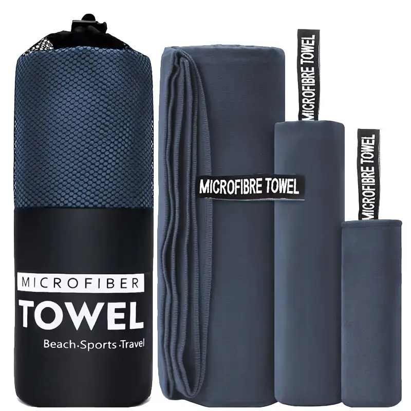 3-Piece Quick-Dry Towel Set, Ultra-Fine Fiber Sports Sweat Wipes, Ideal for Gym, Swimming, Travel, Camping, Beach, Three Sizes