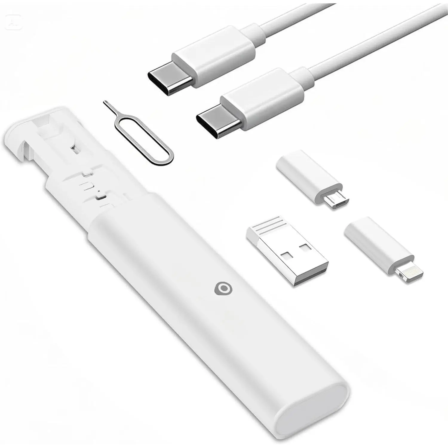 USB C Adapter OTG  Kit, L Connector to Type C Converter Case, Conversion Set A Type C L  USB Adapter Kit, 60W  & Data Transfer  Set w/SIM Tray Eject Tool, White