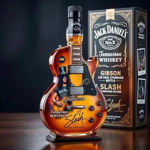 Guitar Shaped Glass Liquor Decanter, Unique Vintage Rock Style Borosilicate Glass Vessel for Wine Spirits