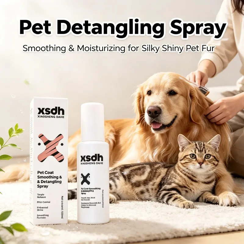 Pet Detangling Spray for Dogs & Cats, Kittens, Smoothing Moisturizing Pet Coat Spray, Eliminate Tangles, Reduce Rough Fur, Silky Shiny Coat