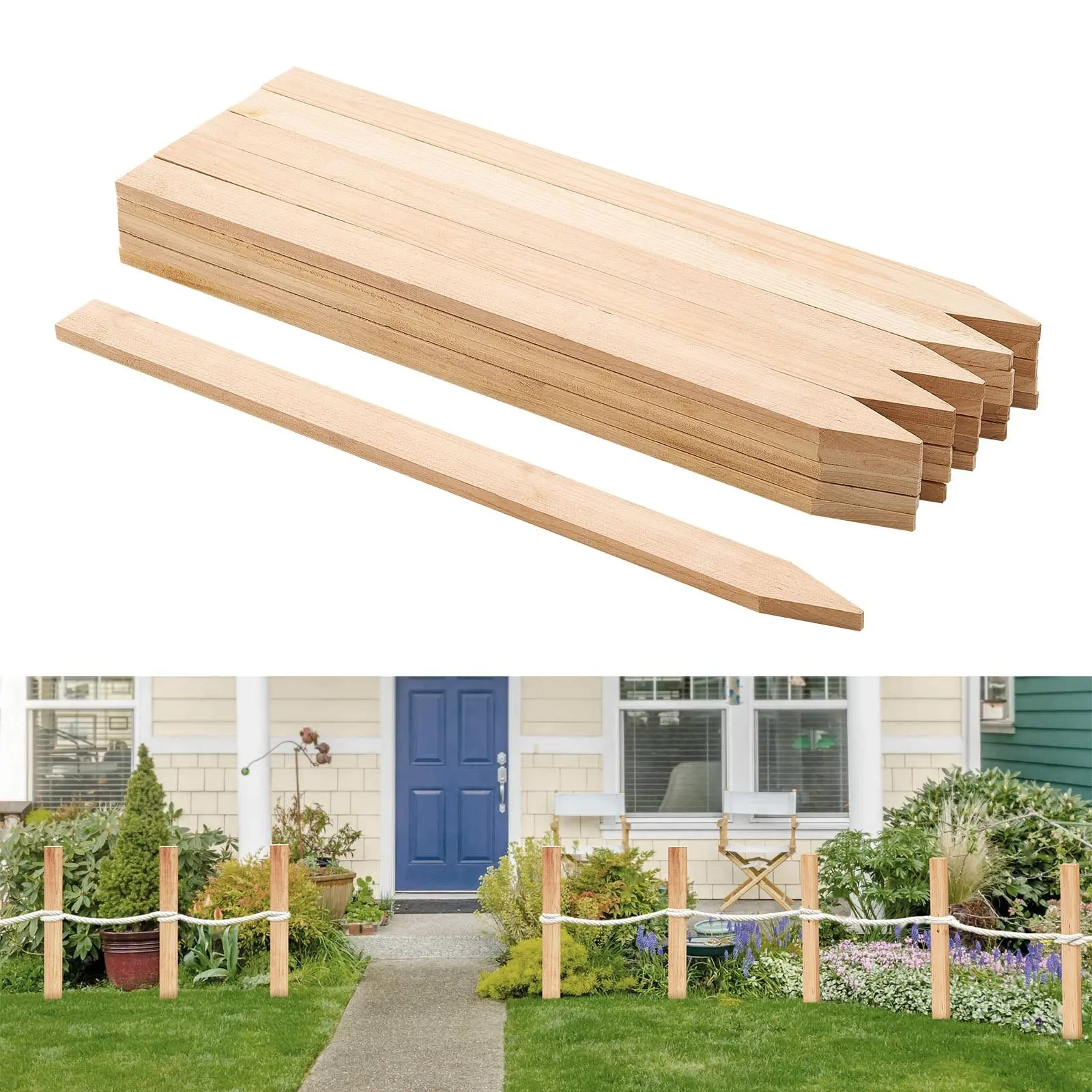 Wooden Garden Stakes 25 Pcs Set 24 X 0.5 X 1.5 In Survey Grade Stakes, Ground Stakes With Sharp Point, Fir Wood Plant Support Stakes, Sign Posts For Silt Fence Backyard Boundaries Baselines