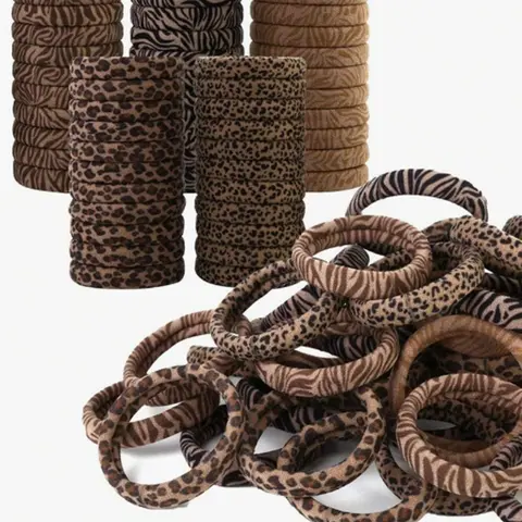 Women's Leopard Print Elastic Hair Bands, Soft Stretch Scrunchies for Thick Hair, Ponytail Holders, 2 Inch Diameter, 5 Colors Available, Leopard Print Hairband #GLOBAL PICKS