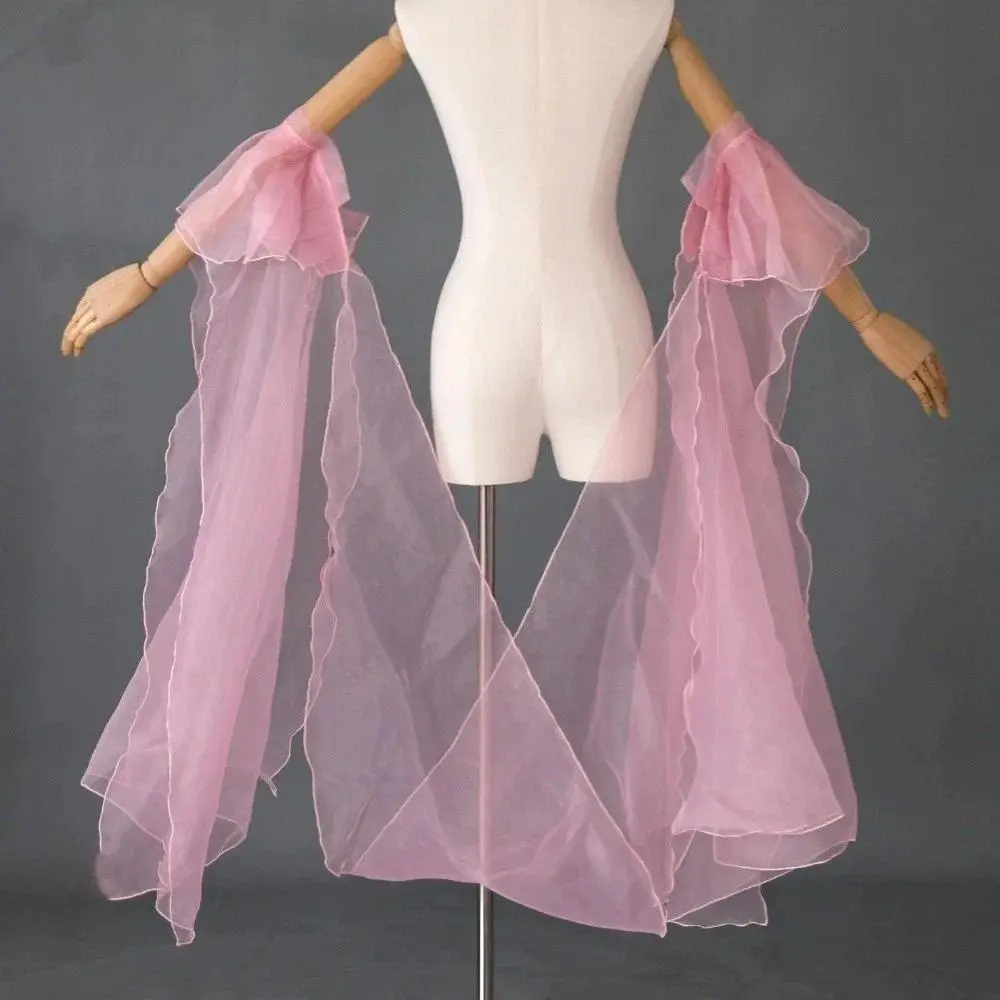 Classical Chinese Hanfu Water Sleeves Organza Lace Up Flowing Fairy Lace Shawl Arm Sleeve Ethnic Dance Accessory