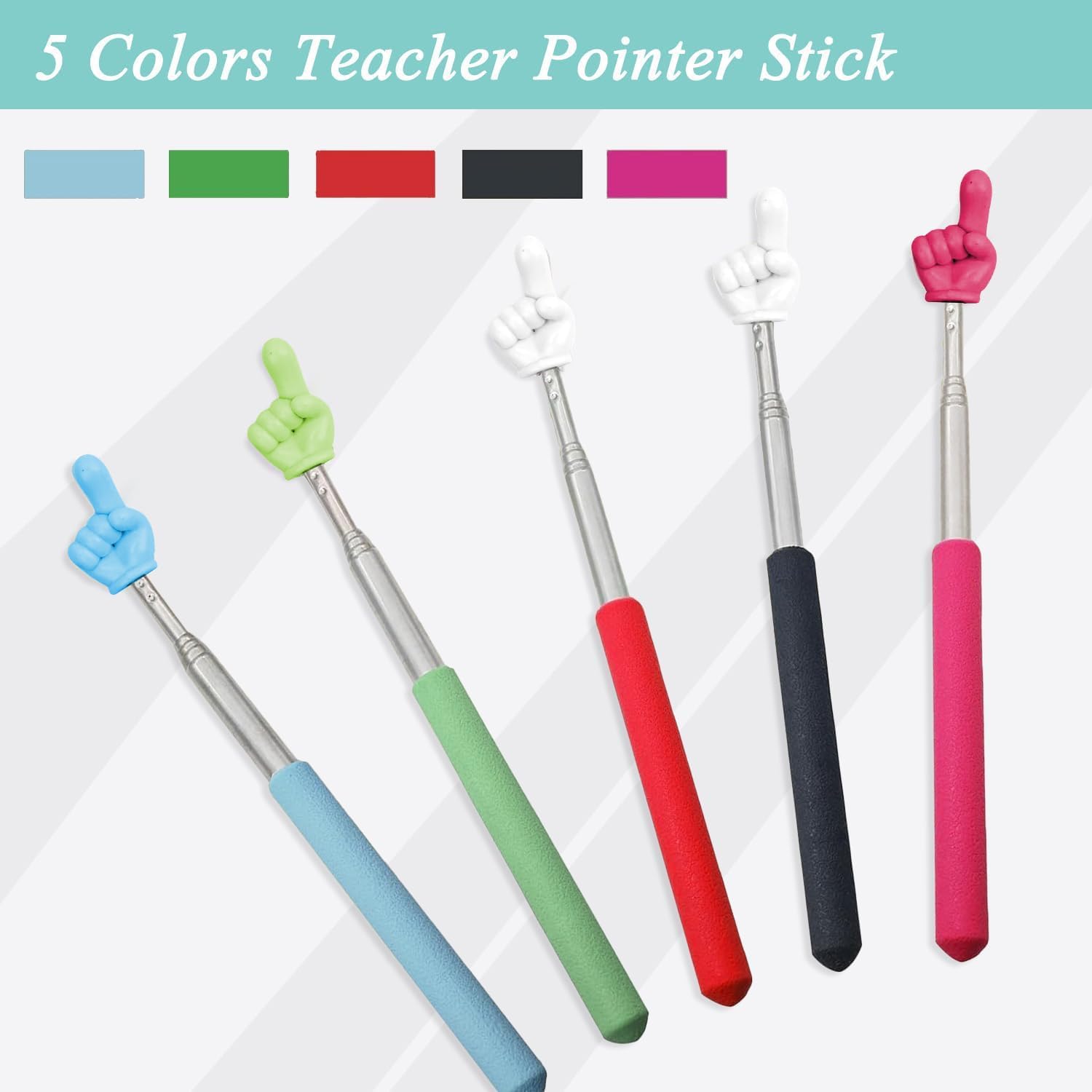 5 count Pointer Finger Stick - Multipurpose Teacher Supplies Pointer Stick,Engaging Colors - Classroom Essentials for Effective Presentations