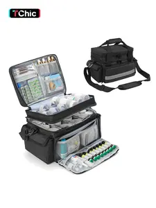 Portable Empty Medicine Storage Bag, Double Layer Medicine Travel Bag with Adjustable Divider, Emergency Medicine Bag for Home & Travel, Medical Bag, Emergency Gear