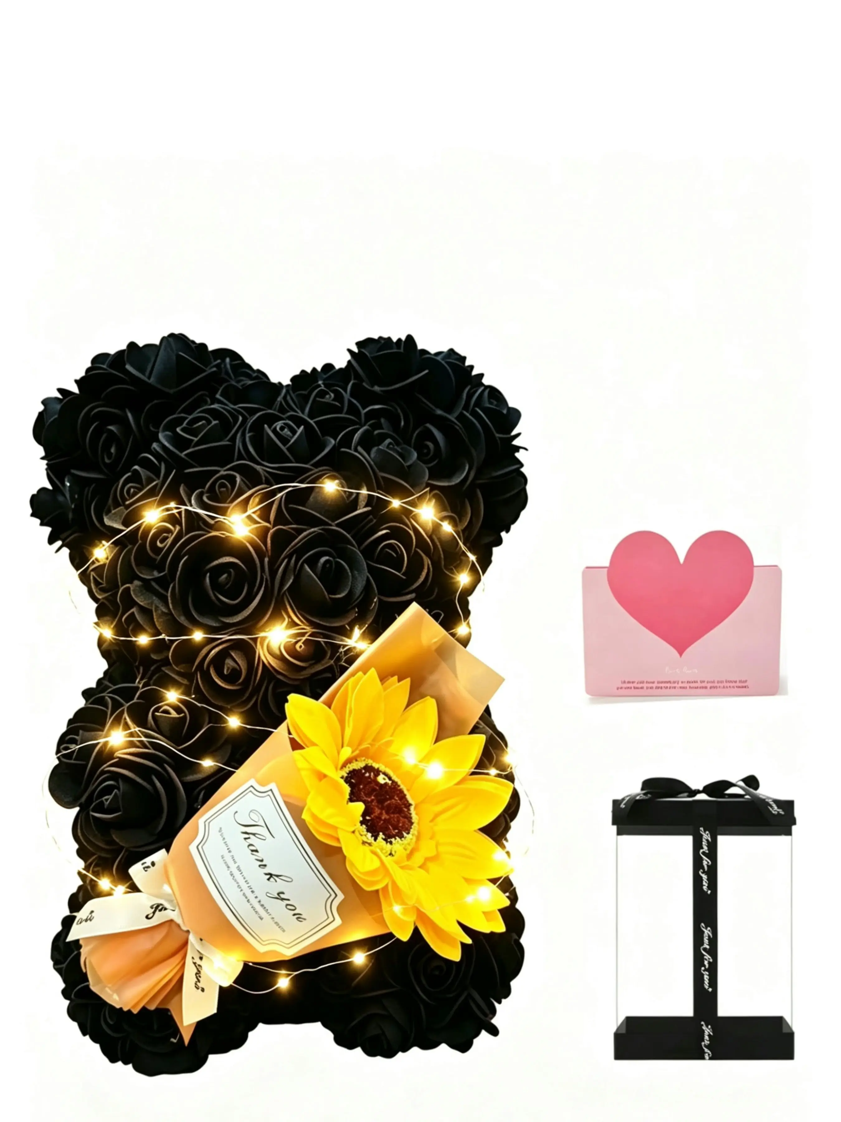 Handmade Anniversary Valentine's Day Gift Set, Graduation Return-To-School Floral Bouquet, Elegant Rose Bear Box, Perfect Friend Present