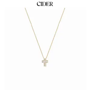 Cider STAINLESS STEEL RHINESTONE DECOR CROSS NECKLACE