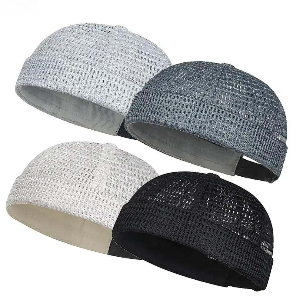 4‑Pack Multi‑Color Breathable Mesh Street‑Style Skull Cap Set, Adjustable Unisex Hat‑Free Baseball Cap, Soft Elastic Comfortable Beanie‑Style Headwear, Year‑Round Wear for Spring Summer & All Seasons, Trendy Hip‑Hop Streetwear Accessory, Perfect for Outdo