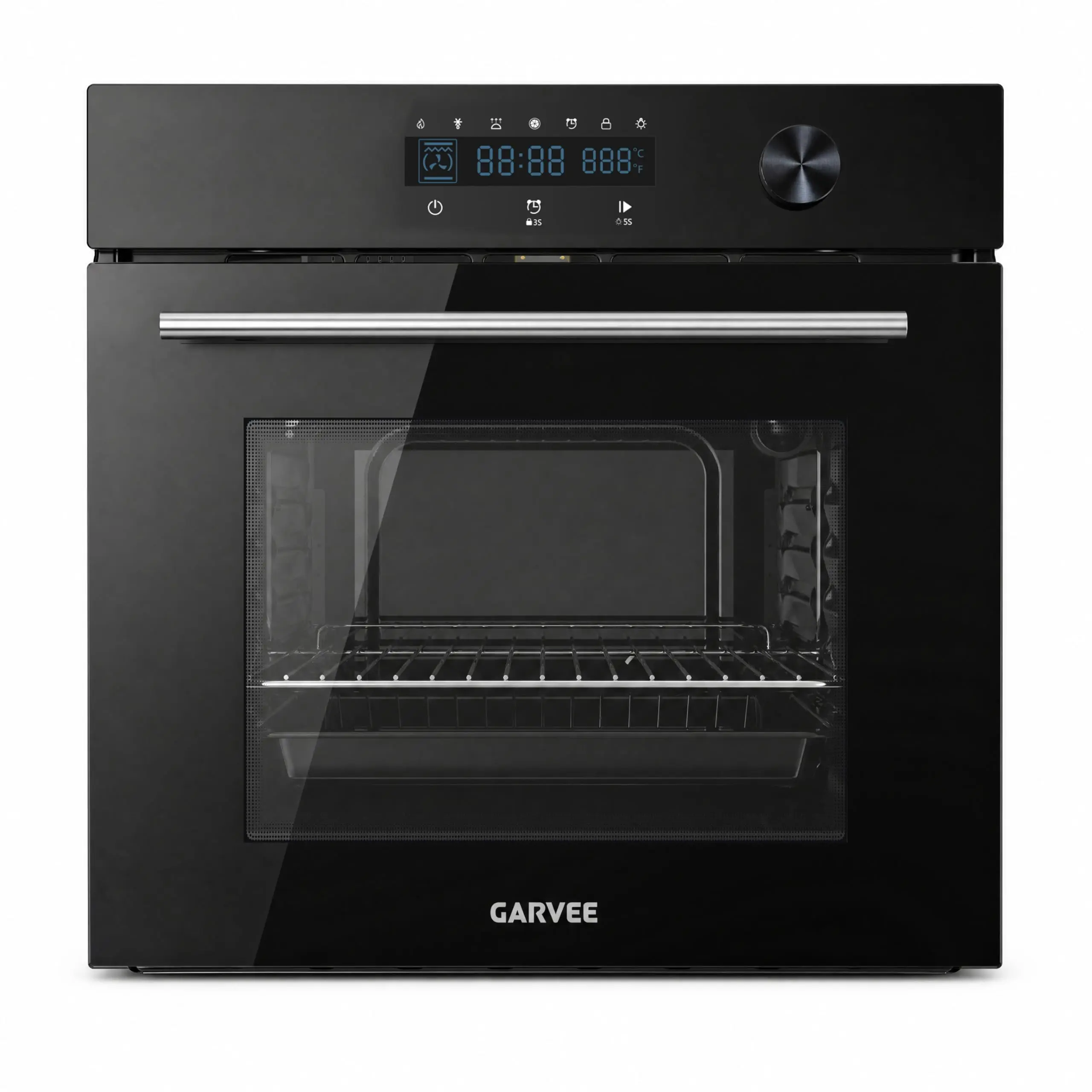 24-Inch Black Built-In Electric Wall Oven for Kitchen, 2.5 Cu.ft Capacity with 5 Cooking Modes, Touch Control, Triple Glass Door and Easy-Clean Interior Bakeware