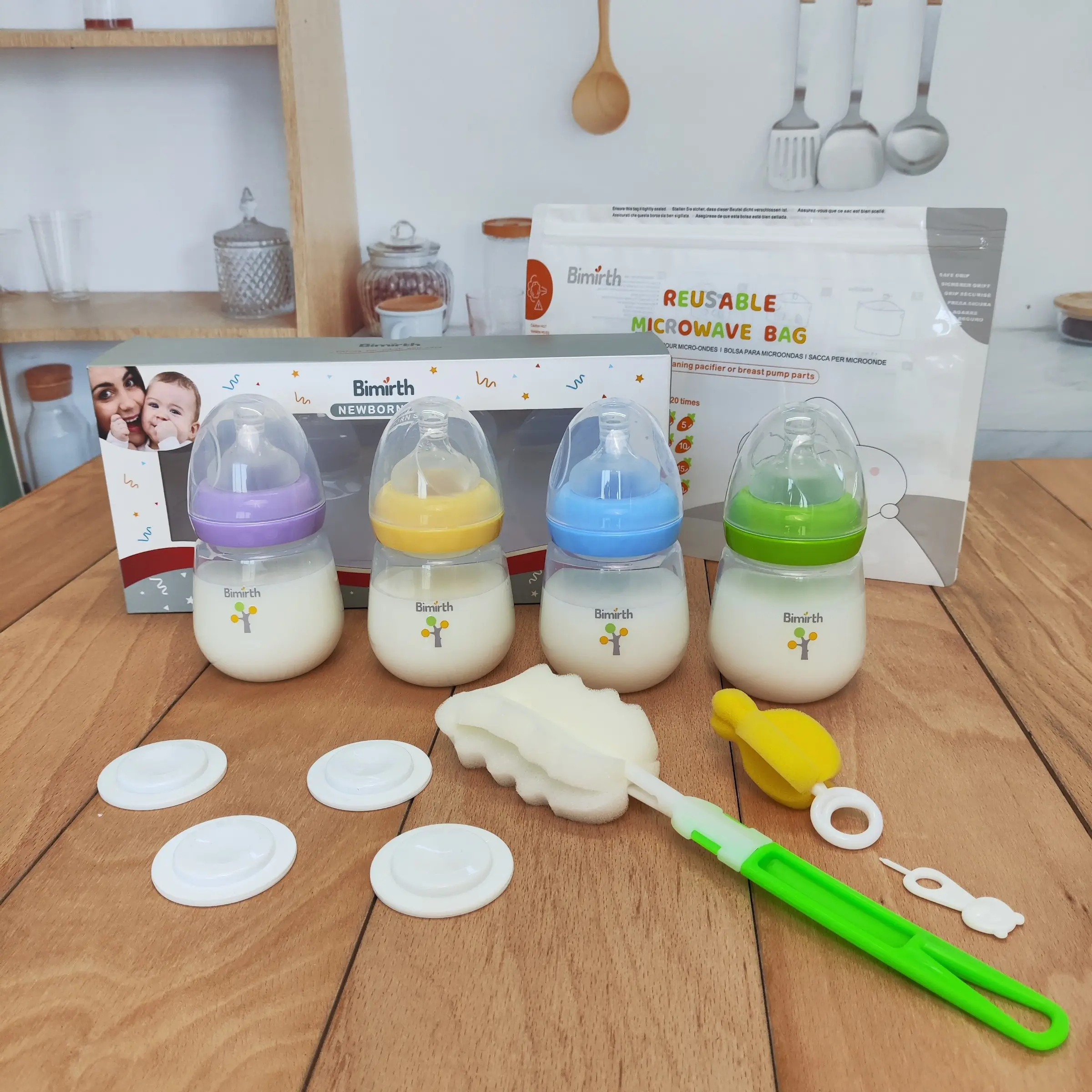 Newborn Anti-Colic Baby Bottles 12-Piece Set, 180ML Wide Neck Easy Clean, BPA-Free, Essential Feeding Gift Box for New Parents