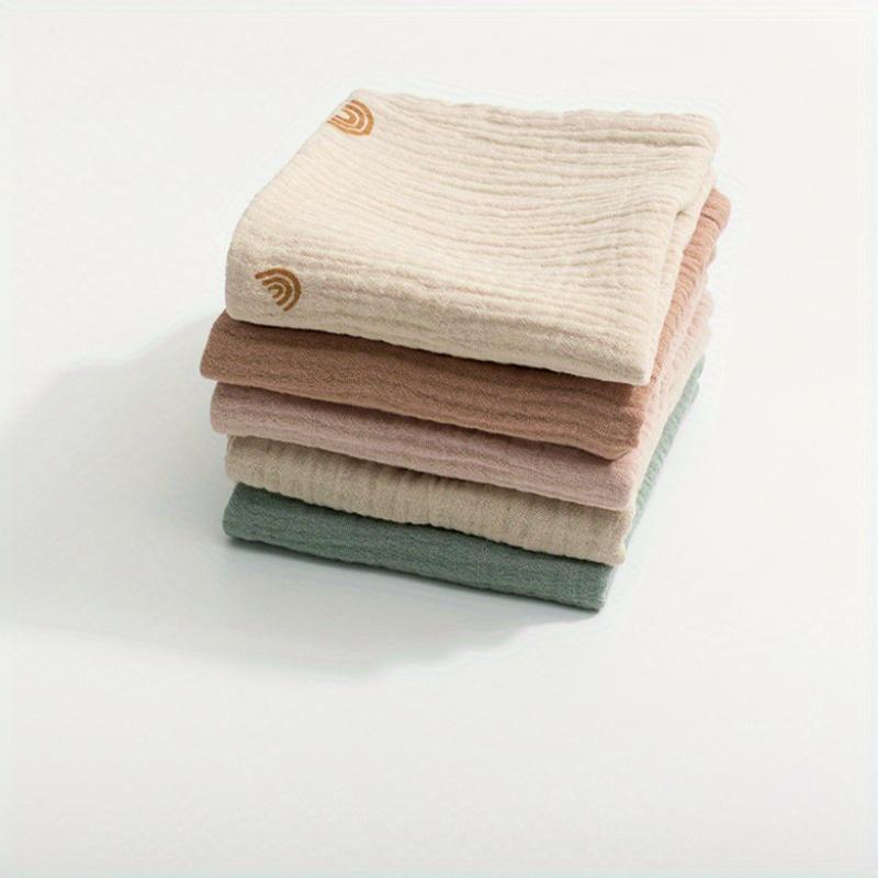 5pcs, Mixed Gauze Hand Towel, Pure Cotton Four-layer Small Square Towel, Face Towel, Handkerchief, Retro Style Suitable for Home Use