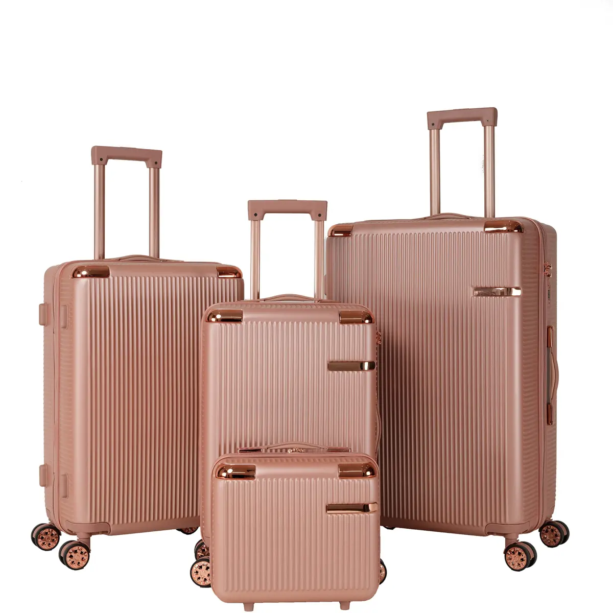 4 Piece Hardshell Luggage Sets with Spinner Wheels, Durable ABS Modern Rolling Suitcases for Travel, Scratch-Resistant & Lightweight, Durable Luggage, 4-In-1 Luggage Sets
