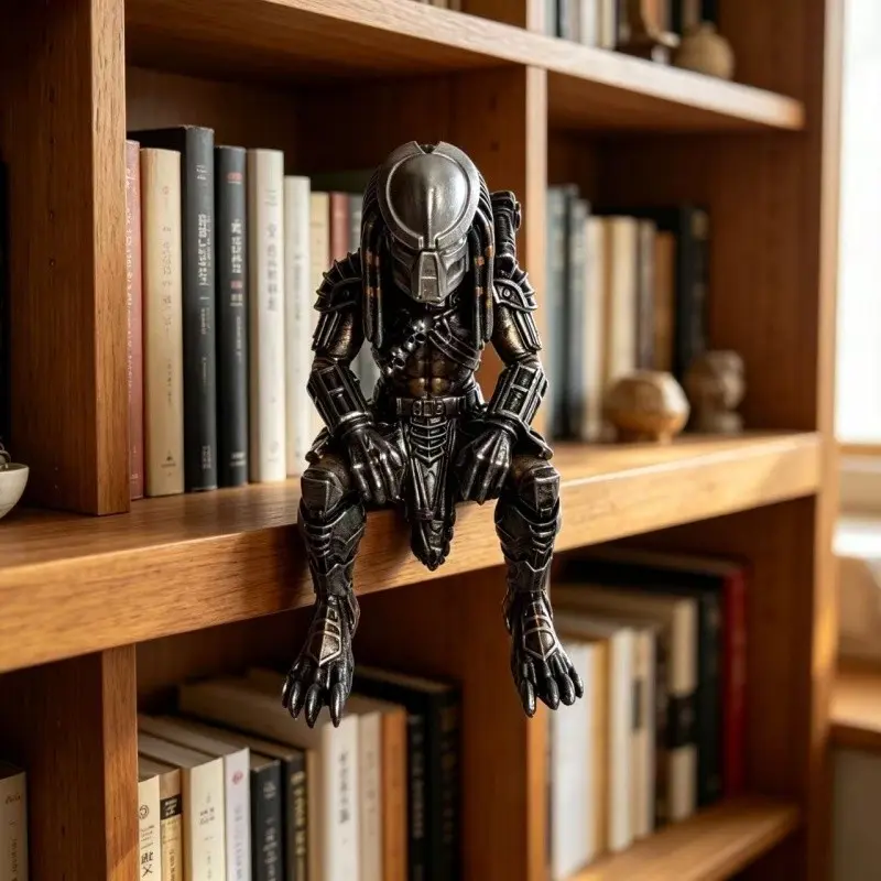 Sci-Fi Alien Resin Statue, Desktop Statues, Edge Seated Desktop Decor, Halloween Gift, Home Office Decoration, Collectible Figurine, Unique Desk Ornament