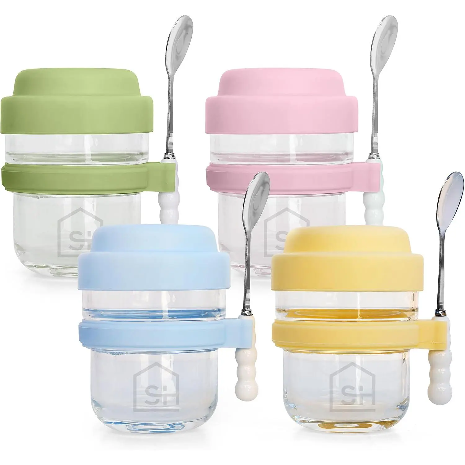 4 Pack Parfait Cups with  and Spoons –  Yogurt Cups for -the-Go Breakfast, Snacks & Overnight Oats
