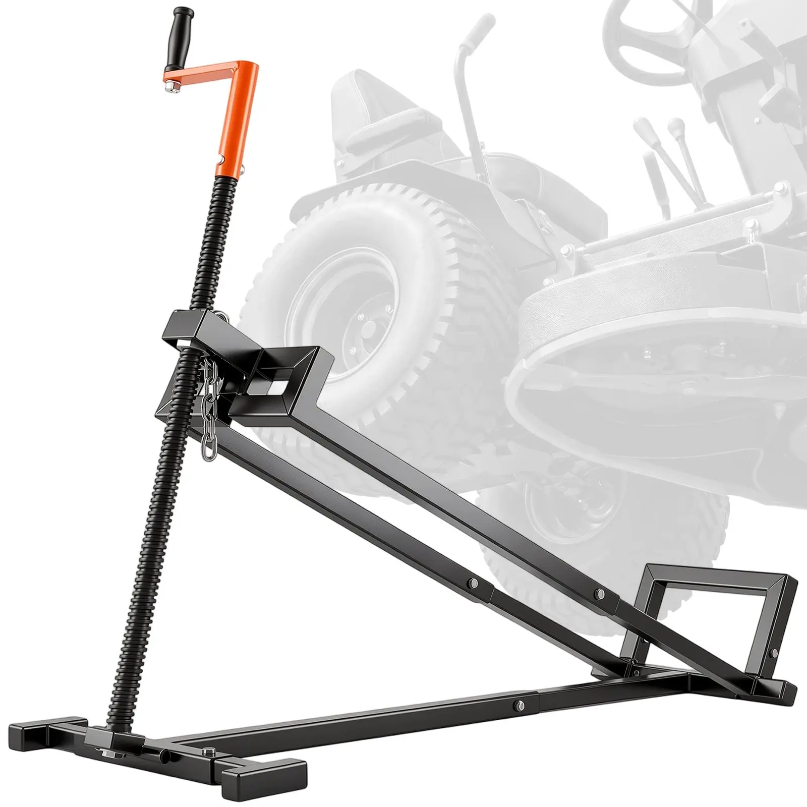 VEVOR Ride on Lawn Mower Lift Jack, 880 Lbs Weight Capacity, Telescopic Maintenance Jack with Crank Handle Power Tool Handle, Foldable Lawn Tractor Lifter for Lawn Mowers and Garden Tractors, Black