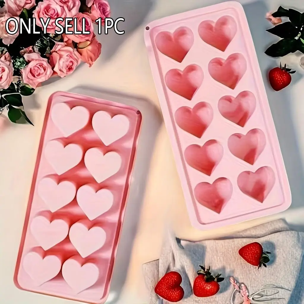 Heart-shaped silicone ice cube mold – versatile mold for chocolate, pudding, and jelly, perfect for Valentine’s Day, essential kitchen items, apartment essentials, refrigerator safety, durable and easy to clean. Ideal for romantic desserts, refrigerator i