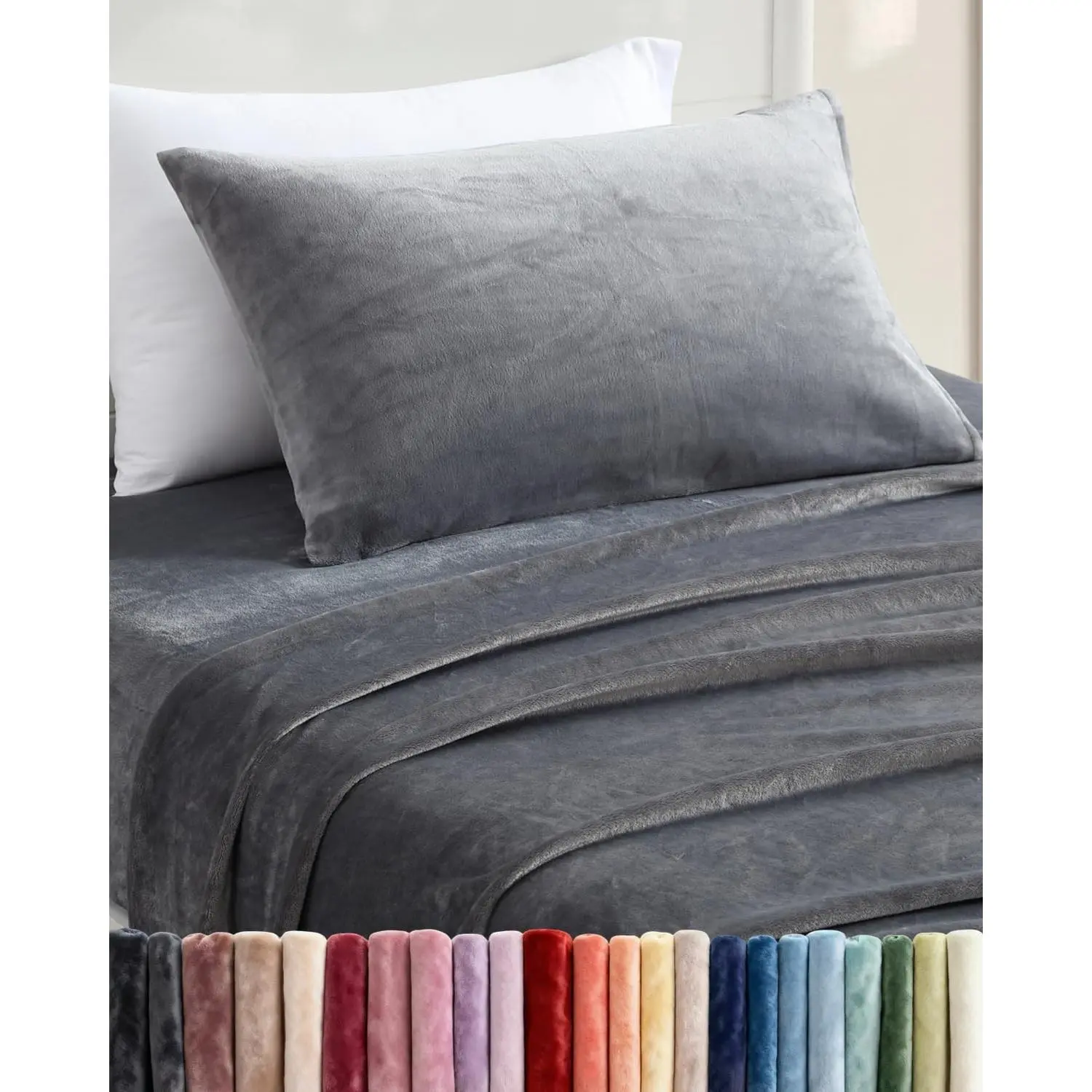 Fleece Sheets  Size Set - 3-  Flannel Sheet Set - Super Soft Fleece Bedding - 1 Flat & 1 Fitted & 1 Pillowcase - Cozy Warm, Comfy & Plush - Deep Pockets, Fuzzy & Anti-Static - Dark Grey