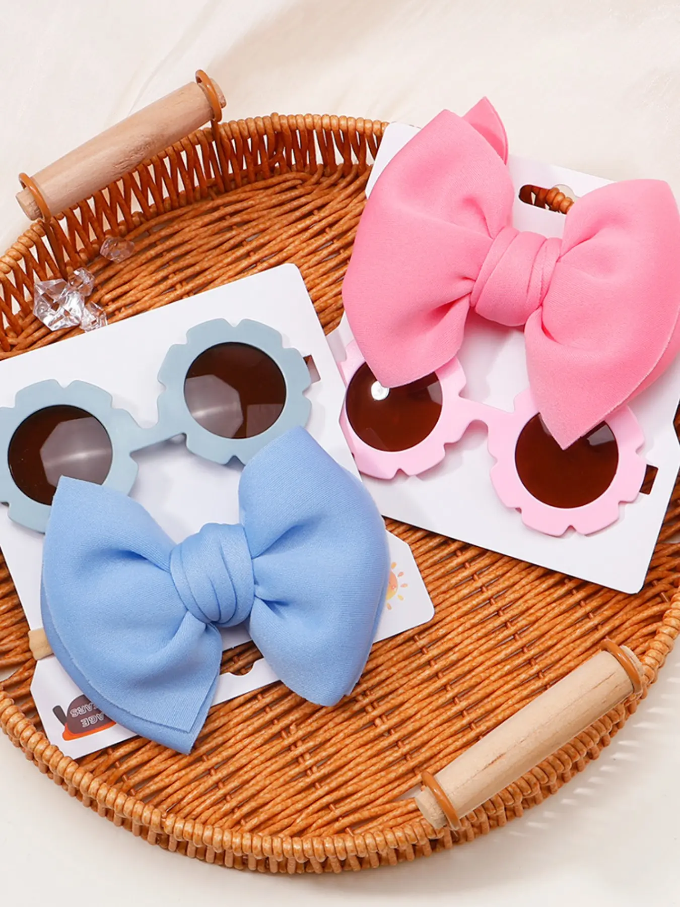 Sun Lens Headband Set, Fashion Cartoon Sunglasses, Space Cotton Knot Solid Color Headband, Sporty Style, All Seasons, Plain Pattern