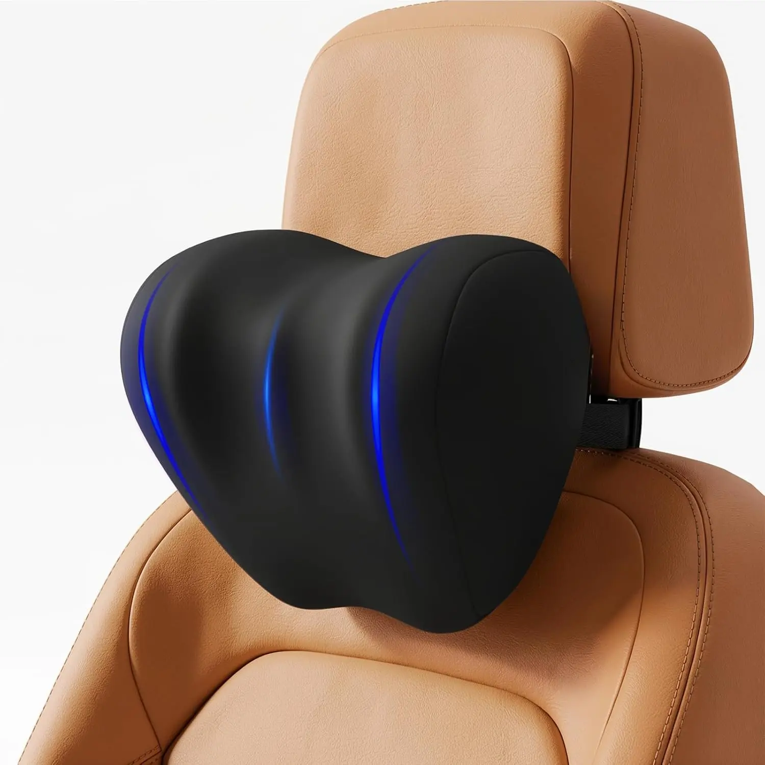 Headrest Pillow,   Pillow for   with Adjustable Strap, Memory  & Breathable Removable Cover, Travel   Pillow for  While Driving (Black, 1Pack)