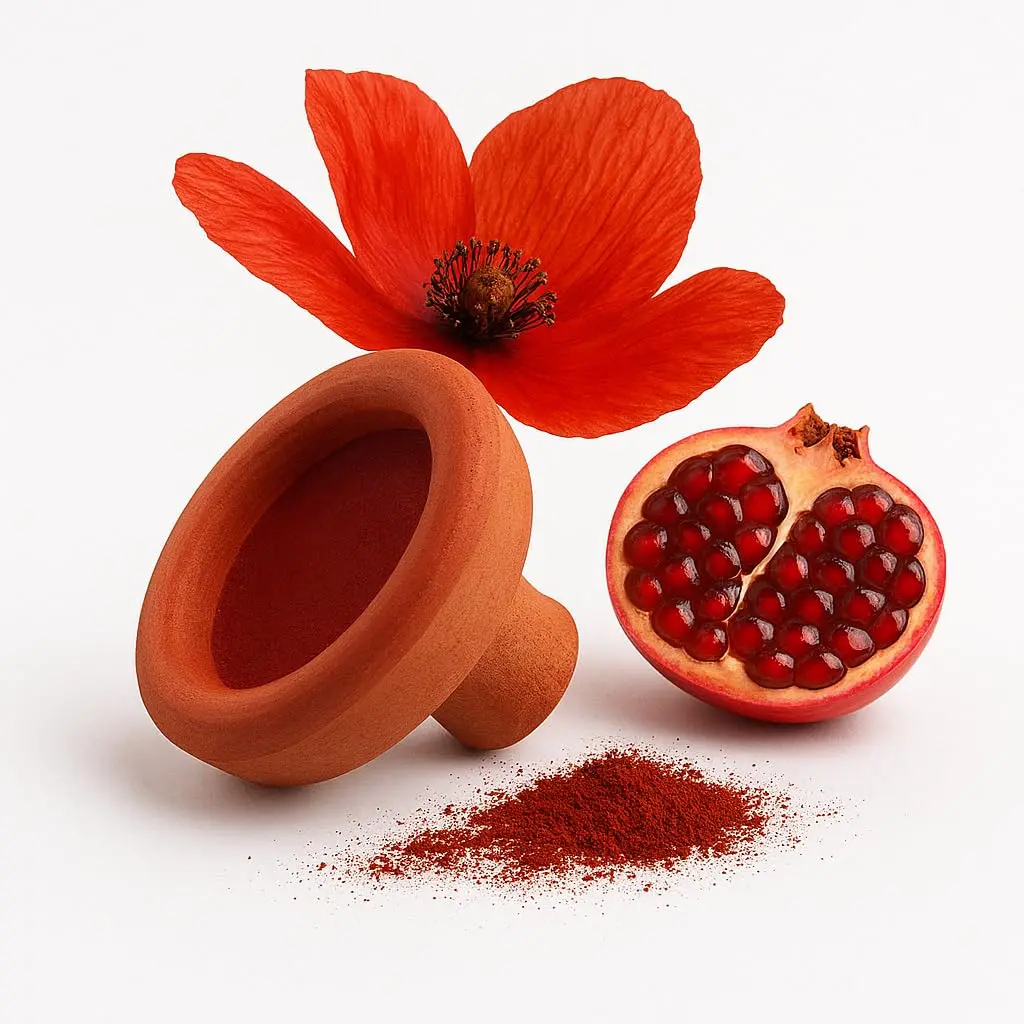 Organic Pomegranate Moroccan Clay Pot Lip Stain - All Skin Types, Multi-Use Cheek Tint, Long-Lasting Red Cosmetic Color, Buildable, Chemical-Free Authentic Formula, Lips Cheeks, Long Last, Pot Pack, Lipstick