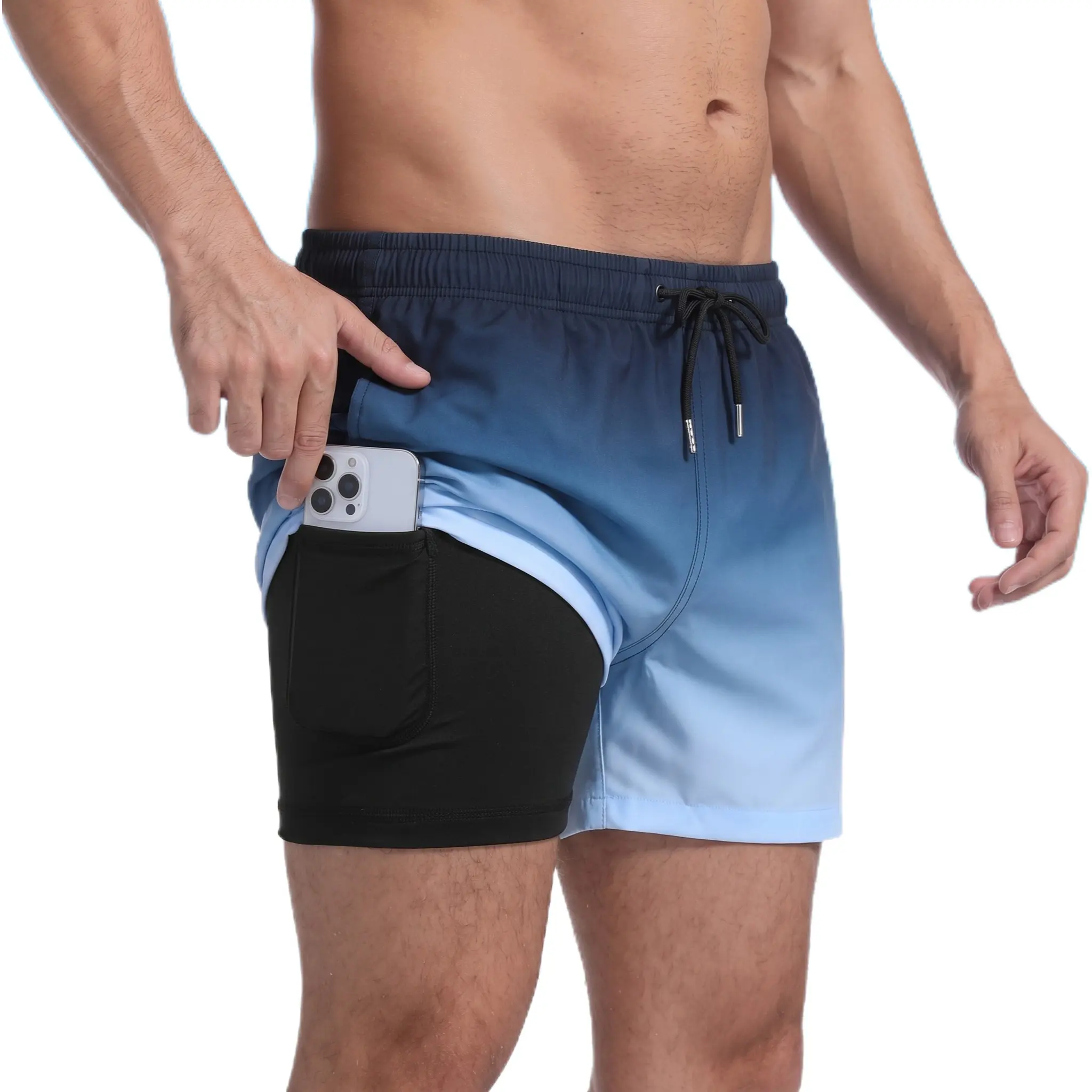 Men's 7-in Graphic Swim Trunks, Loose-Fit Quick-Dry Athletic Shorts with Compression Liner, Pockets and Drawstring Waist, Swim Shorts,  Thin   Fabric   for  Beach Vacation