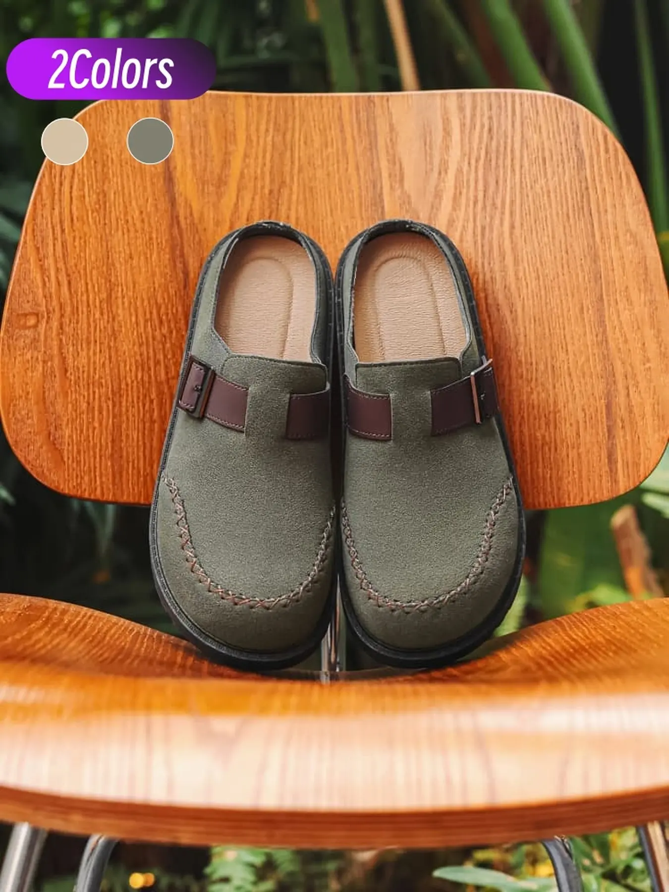 Trendy Closed Toe Birkenstock Mules, Classic American Vintage Style, Exquisite Hand Stitching & Buckle, Comfort Thick Sole For Daily Commute