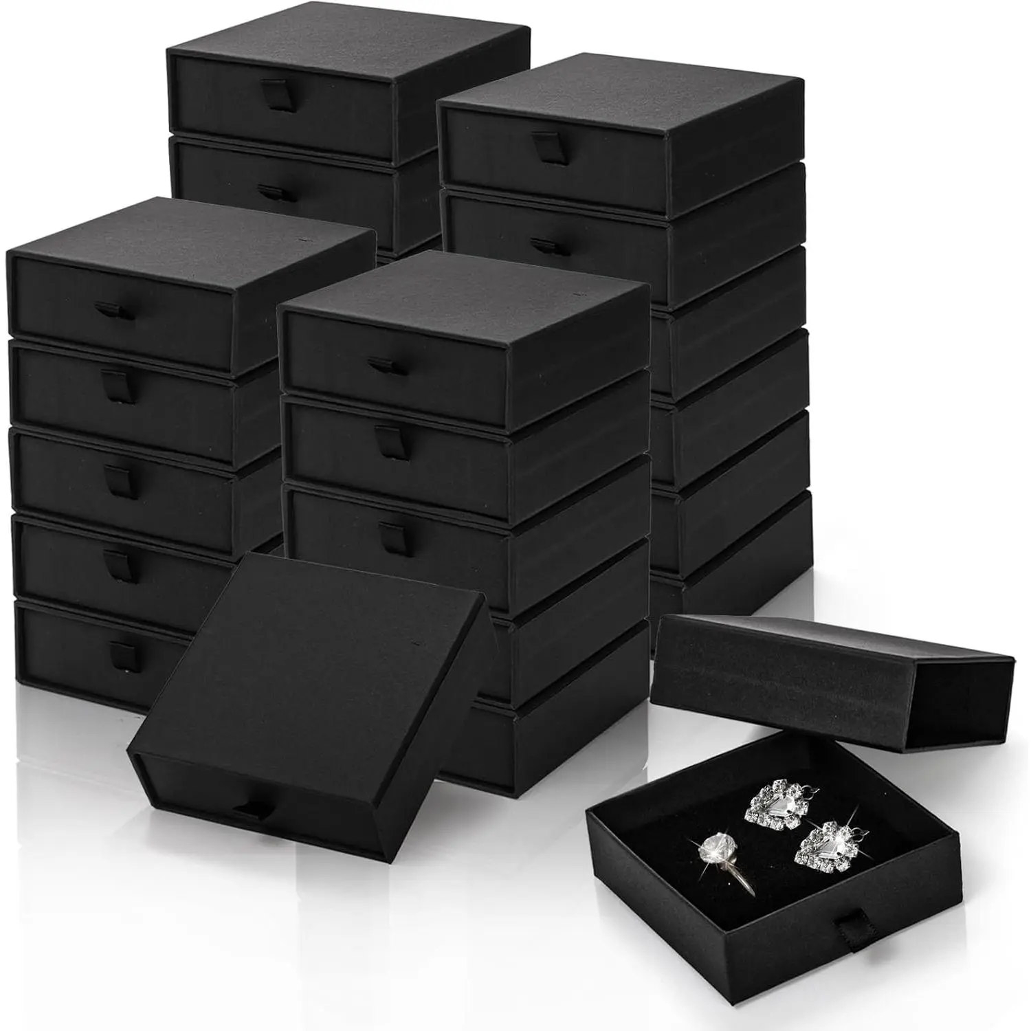 24 Pack Jewelry Gift Boxes, 3.5x3.5x1.2 Inch Cardboard Jewelry Packaging Box with Lid, Small Storage Display Case Bulk for Necklaces, Bracelets, Earrings, Valentine's Day Jewelry Gift