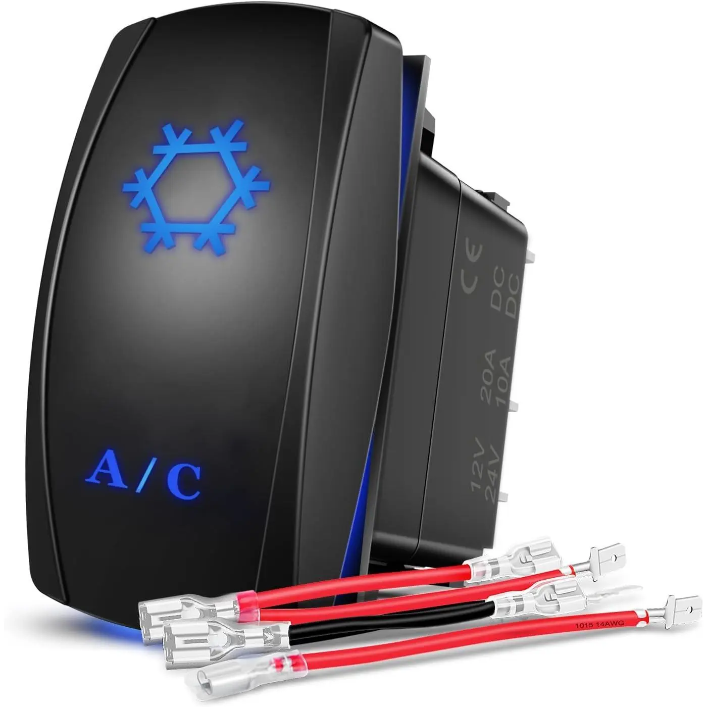 Nilight 5-Pin A/C Rocker Switch with Blue LED - Laser Etched On/Off SPST Toggle, 20A/12V 10A/24V Jumper Kit for Cars, Boats, RVs, Light Control & On Off Control for LED Pod Lights, Motorcycles