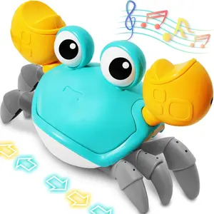 Crawling Crab Baby Toy, Interactive Walking Dancing Moving Crab Toy (Infrared Sensing) 3-6 6-12 Months, Toddler Learning Tummy Time Crab, Infant Music Sensory Birthday Giftsfidget toys