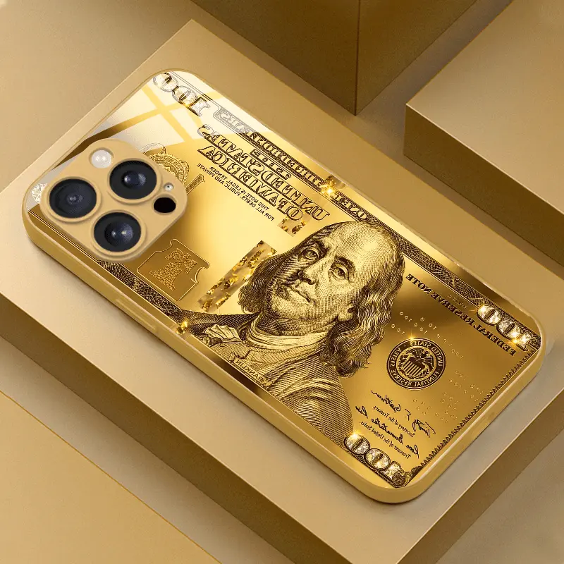 Glamorous Gold Mobile Phone Case - Luxury Designer Accessory for iPhone 17,16,15,14,13,12,11, Simple Trendy Personalized High-End Gift for Adults, Multiple Models Available