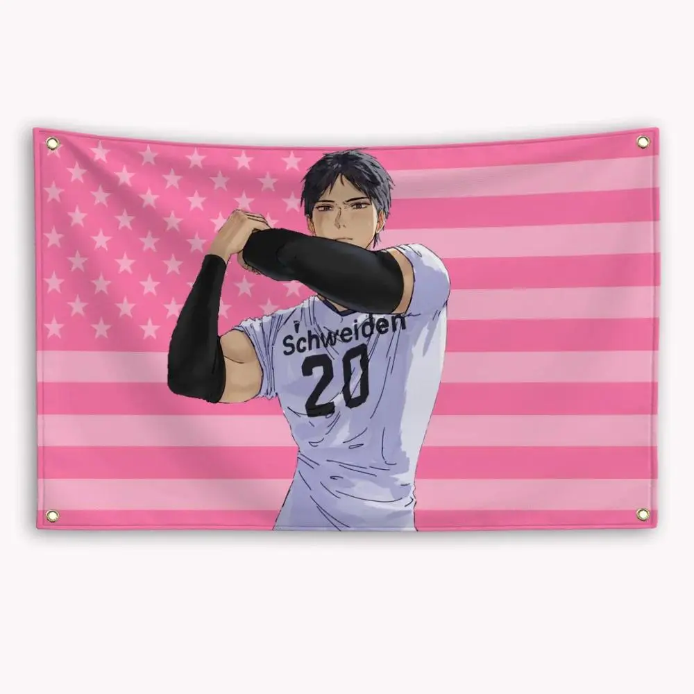 Tobio Kageyama Stripes American Flag Haikyuu!! Lightweight Polyester Wall Tapestry Banner, Festive Party Backdrop, Home & Barber Shop Hanging Photo Decor, Room, Parties
