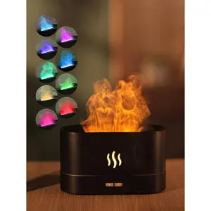 Black 180mL Herbal Diffuser - Natural Herbal Diffuser, 7-Color Flame USB Cool Mist Humidifier, Ultra-Quiet, Auto-Off, Portable Night Light, Compact Home Office Bedroom Desk Decor, Diffusers, Nail Salon