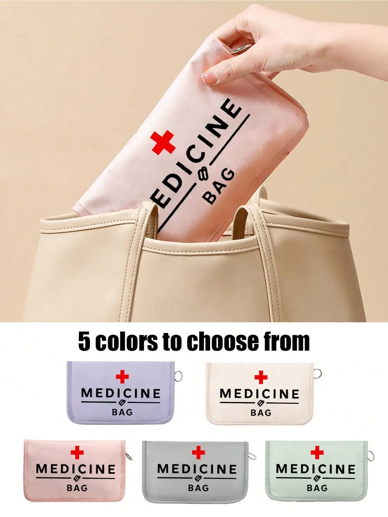 Portable Medicine Bag, Compact First Aid Kit, Travel-Friendly Drug Storage, Dorm Emergency Medication Pouch, Essential Medical Gear