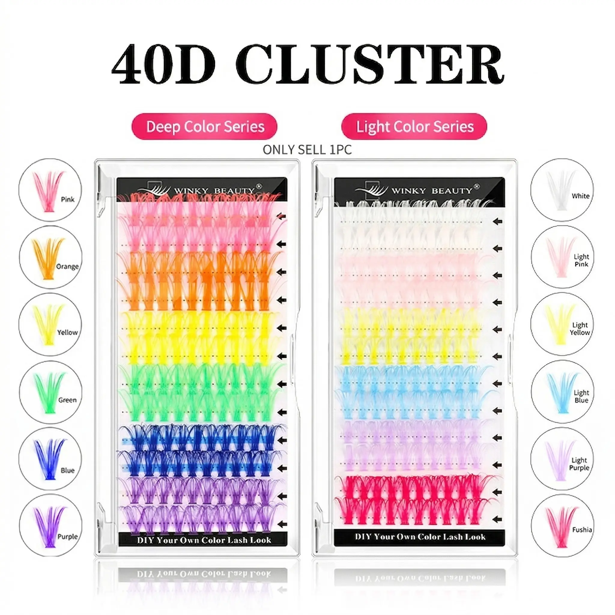 winky beauty 120pcs Colorful DIY Cluster Individual Lashes, 12 Colors Super Fulffy Soft Lashes, Fluffy Eyelash Clusters, 40D Cosplay False Eyelashes, Cosmetic Eyelash Extension, 0.07D 14mm Hand Woven Synthetic Eyelashes, Colored Soft Natural