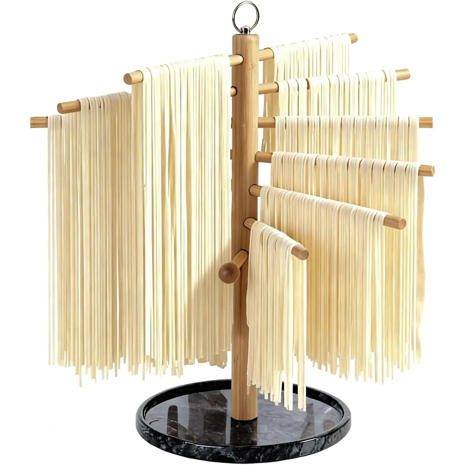 Pasta Drying Rack with Transfer Wand and 7 Bars, noodle drying rack Easy to Transfer for Drying Pasta and Cooking, Special Suspension Design for Large Storage pasta rack easy use pasta dryer