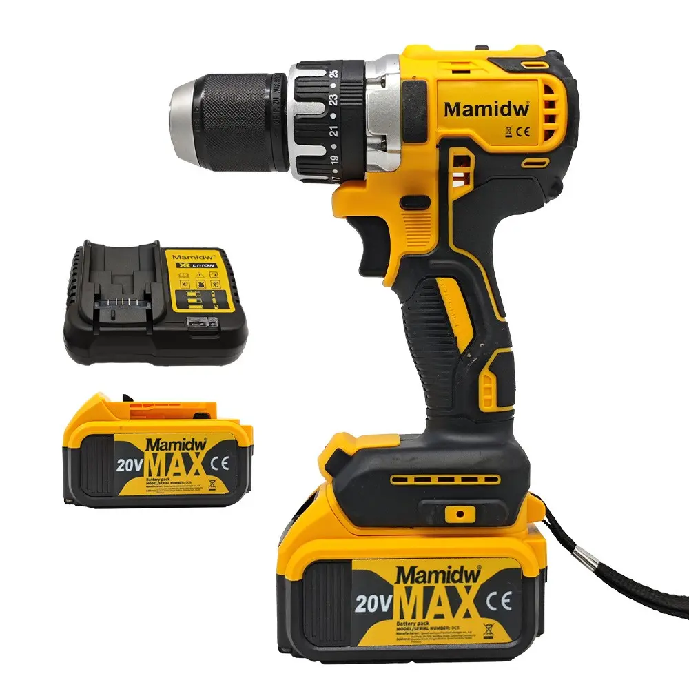 Mamidw Cordless Drill Driver Set – Brushless 1/2" Electric Drill, 25+3 Adjustable Torque, Includes 2.0Ah Battery & Charger, LED Light, for DIY, Home Renovation, Furniture Assembly & Construction