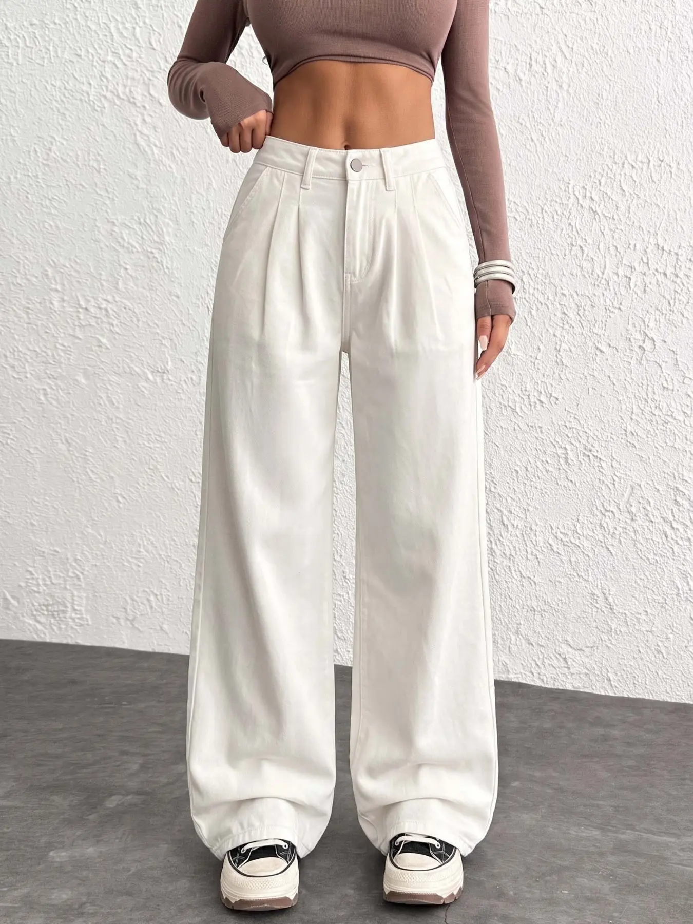 100% Cotton Four-Season New Loose Fit Casual Wide Leg Women's Jeans, Comfortable and Stylish, Perfect for All Occasions