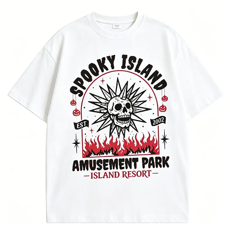 Spooky Island Amusement Park T-Shirt, Retro 2000s Halloween Movie Shirt, Disco Skull, Summer Spooky Tee, 90s Nostalgia Halloween Shirt for Halloween