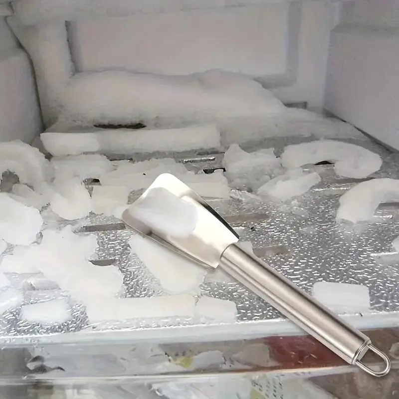 1*Fridge Ice Scraper, 19.5x4.5cm Stainless Steel Lightweight Defroster, Non-slip Kitchen Utensil for Refrigerator Cleaning, Versatile Home Cleaning Tool, 1Pc