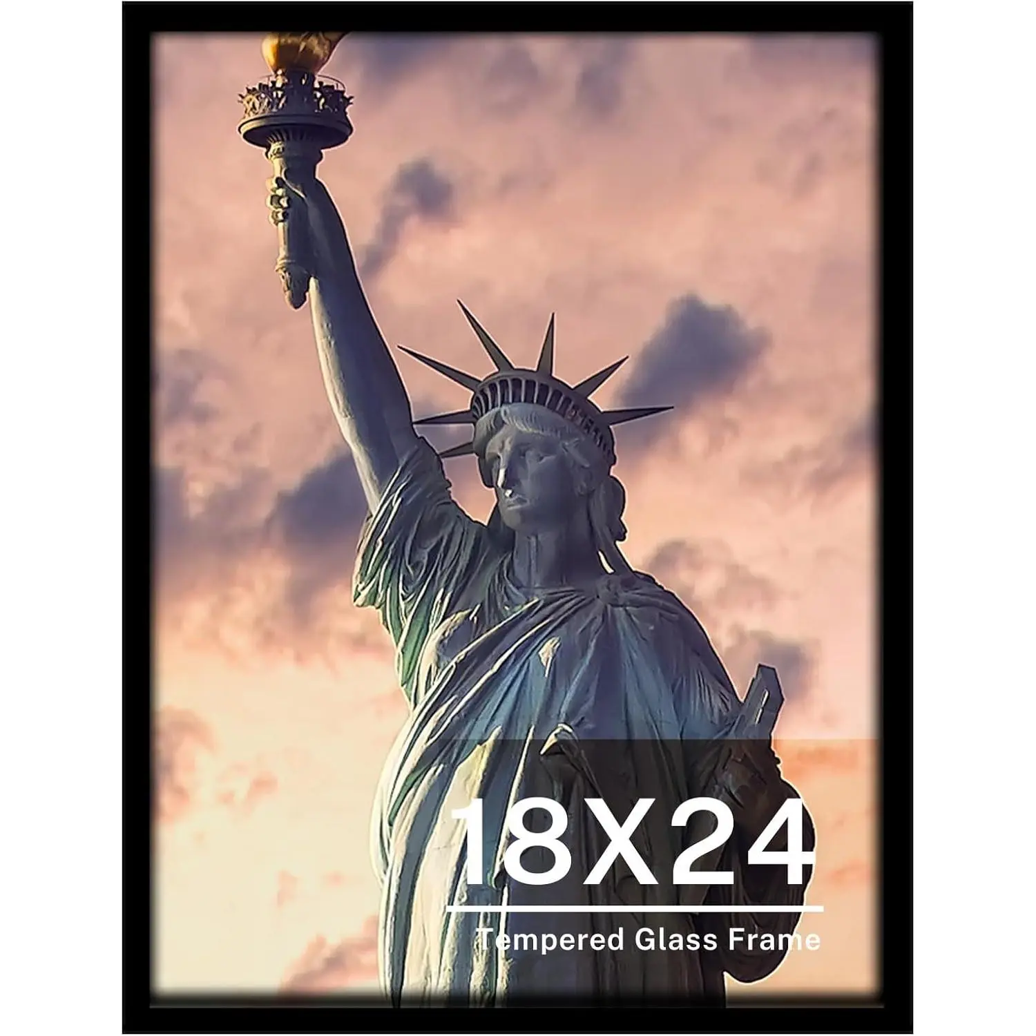 Tempered Glass 18x24 Poster Frame, Black  Photo Picture Frame for  Vertically or Horizontally Display - Mounting Hardware Included