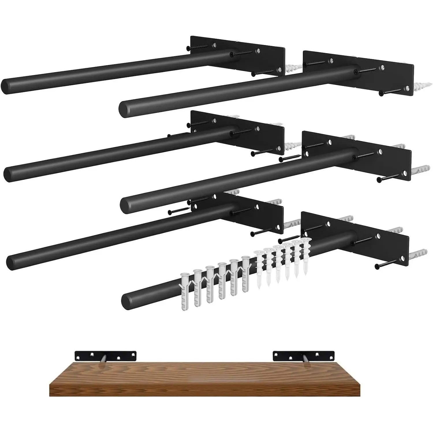 Floating shelf brackets, 10inch hidden shelf brackets, heavy-duty blind shelf supports, load capacity of 200 pounds, 6-piece floating shelf accessories, suitable for DIY wooden wall floating shelves