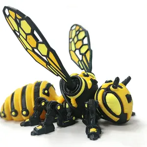 3D Printed Bee Model, Mechanical Clockwork Insect Ornament, Cyberpunk Insect Sculpture, Articulated Joints, Creative Handmade Toy, Fun Desk Decor, Birthday Gift