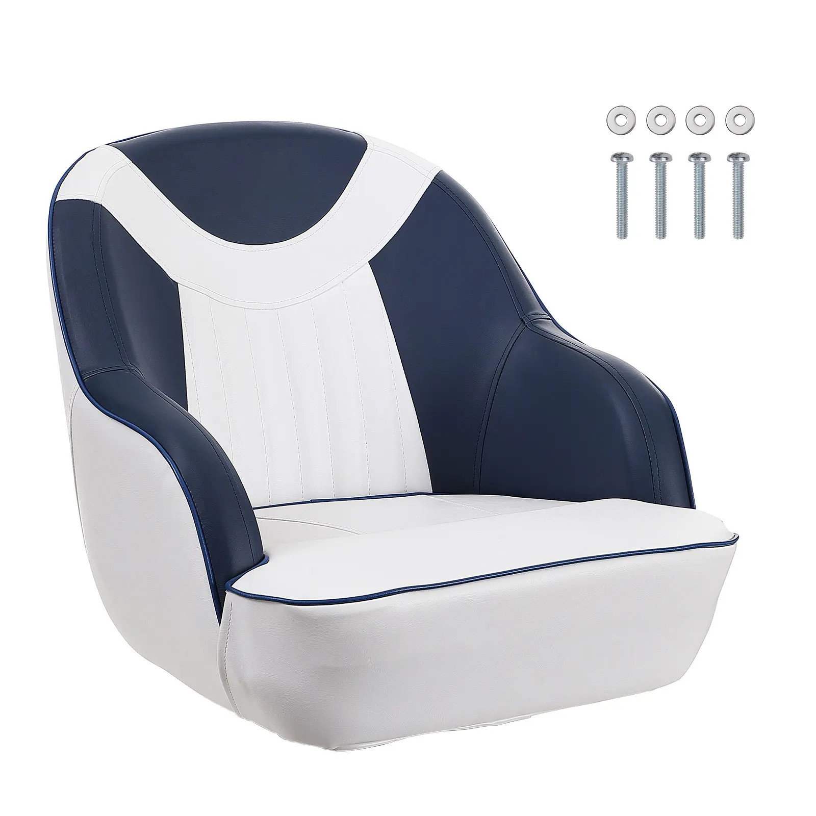 Captain Bucket Seat, Pontoon Boat Seat with Thickened Sponge Padding, Boat Captain Chair for Fishing Boat, Sightseeing Boat, Speedboat, Canoe, 1-Piece