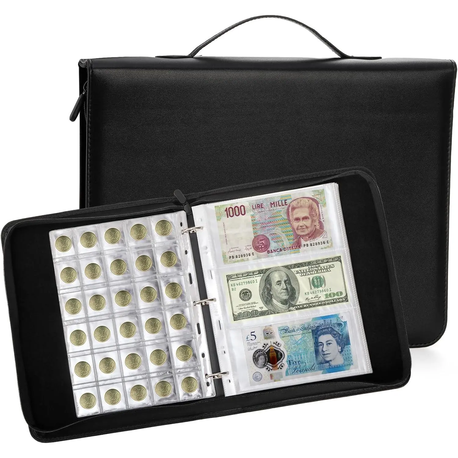 Collection Book Holder for Collectors | 250 Pockets  Album& 60 Sleeves  Binder,   Collecting Album with Zipper and Handle