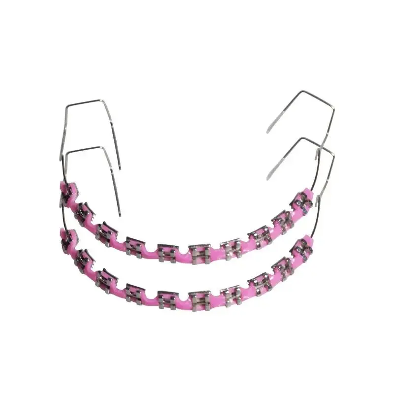1 Pair Fashion Braces Colorful Temporary punk Tooth cap Decoration with Metal Wires Metal Bracket Orthodontic Ligature Ties High Quality , Oral, Easy Positioning Dental Accessory