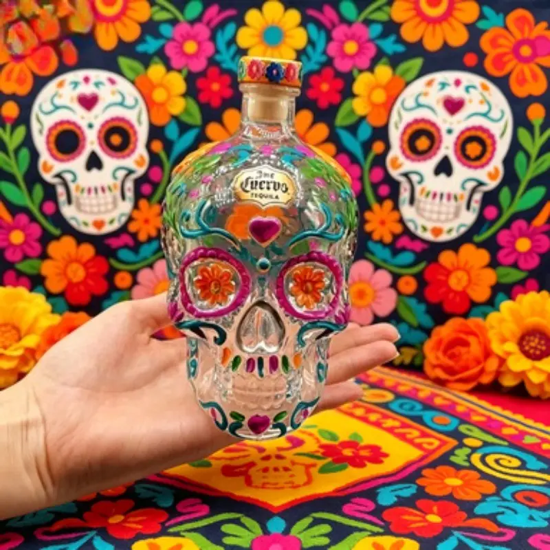 Halloween Party Supplies, Handmade Artistic High Borosilicate Glass Skull Bottle, Whiskey, Brandy, Xo, Tequila Dispenser, Creative Bar Decor