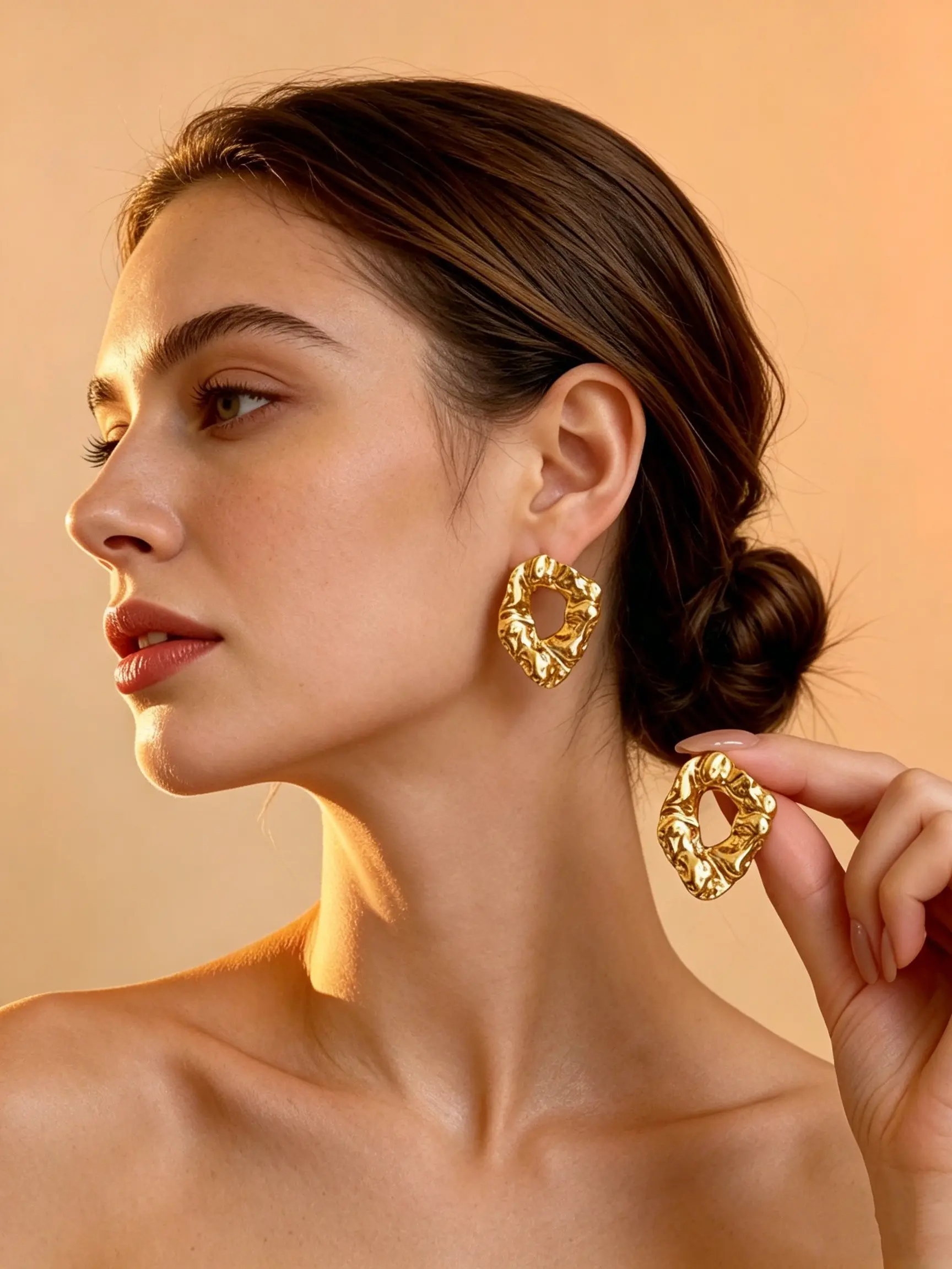 Elegant Hollow Liquid Metal Earrings for Women, Eco-Friendly Stainless Steel, Perfect for Birthday Gifts and Parties
