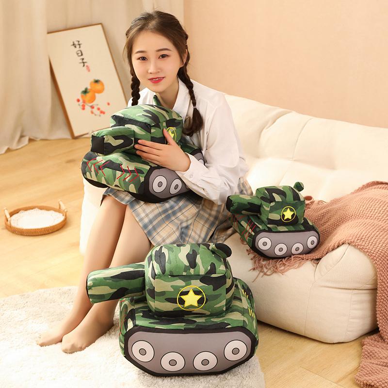 New  creative Tank Car Plush Dolls Simulation Peluche Toys Novelty Plush Toys Stuffed Soft Pillow   Birthday Gift For Boys Kids