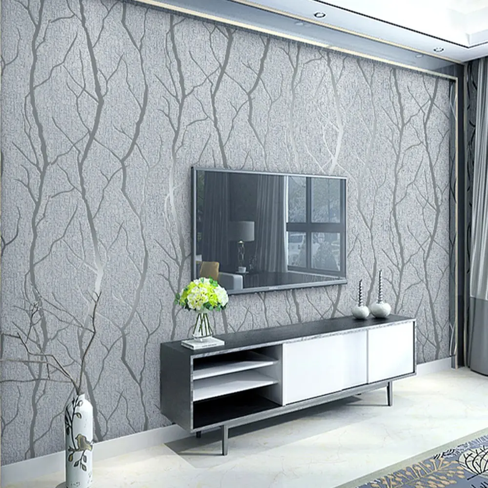 Modern Minimalist 3D Branch Deer Fur Self-Adhesive Wallpaper Roll, Easy Peel-And-Stick Wall Paper for Living Room, Bedroom, Study Room, Decorative Wallpaper